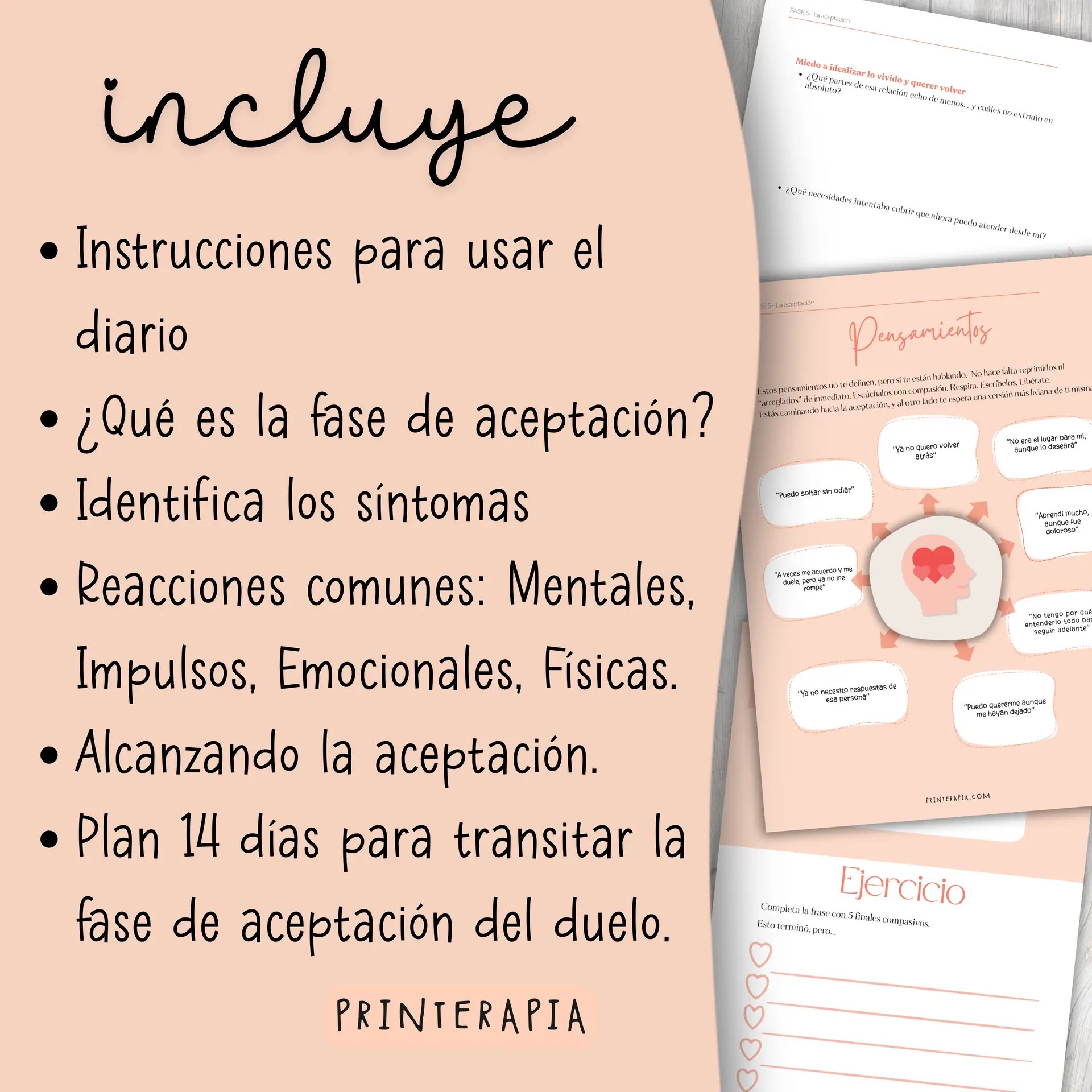 Diario imprimible para aceptar una ruptura