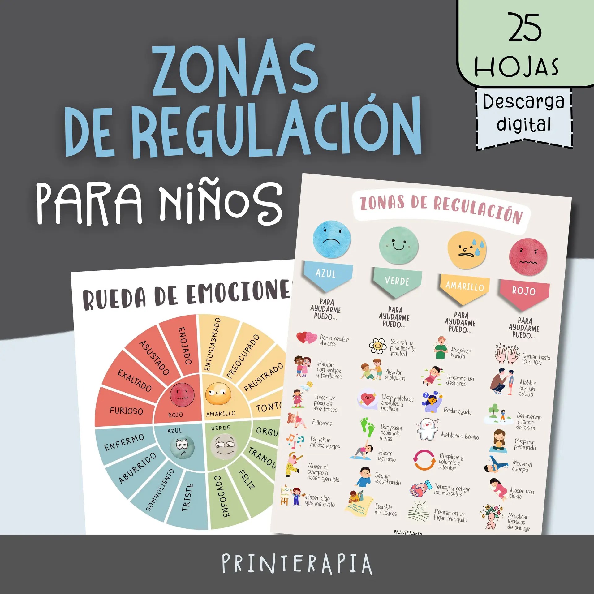 Zonas de regulación niños - Hojas de trabajo PDF