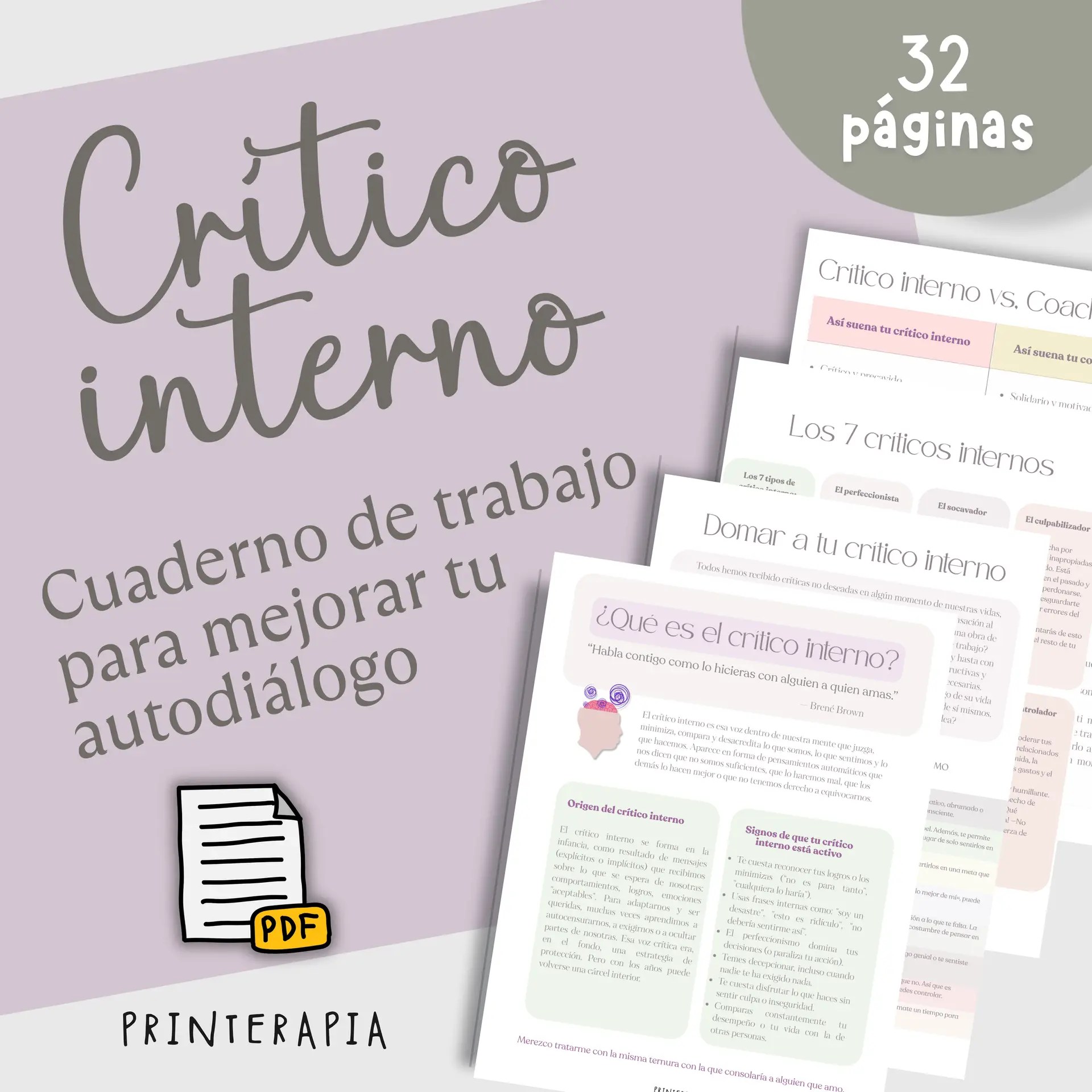 Silenciar crítico interno – Diario terapéutico PDF