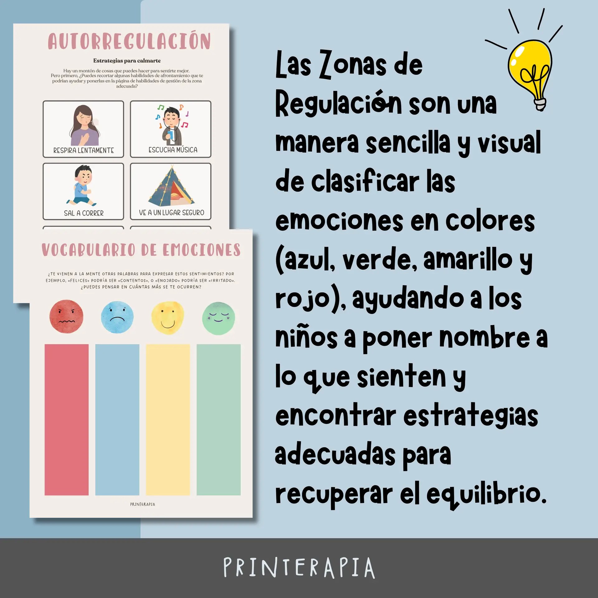 Zonas de regulación niños - Hojas de trabajo PDF