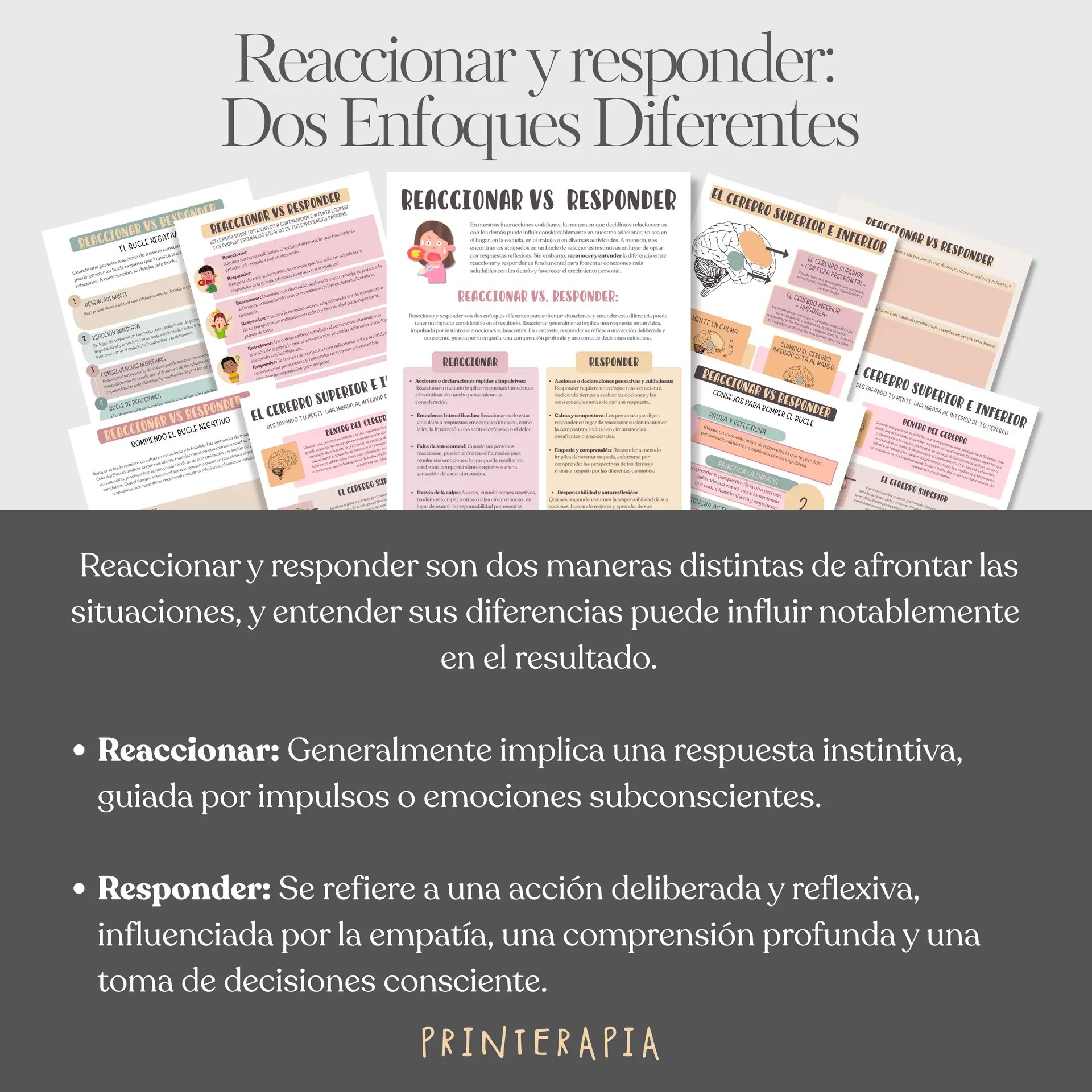 Reaccionar vs Responder PDF. Herramienta de autocontrol y resolución de conflictos.