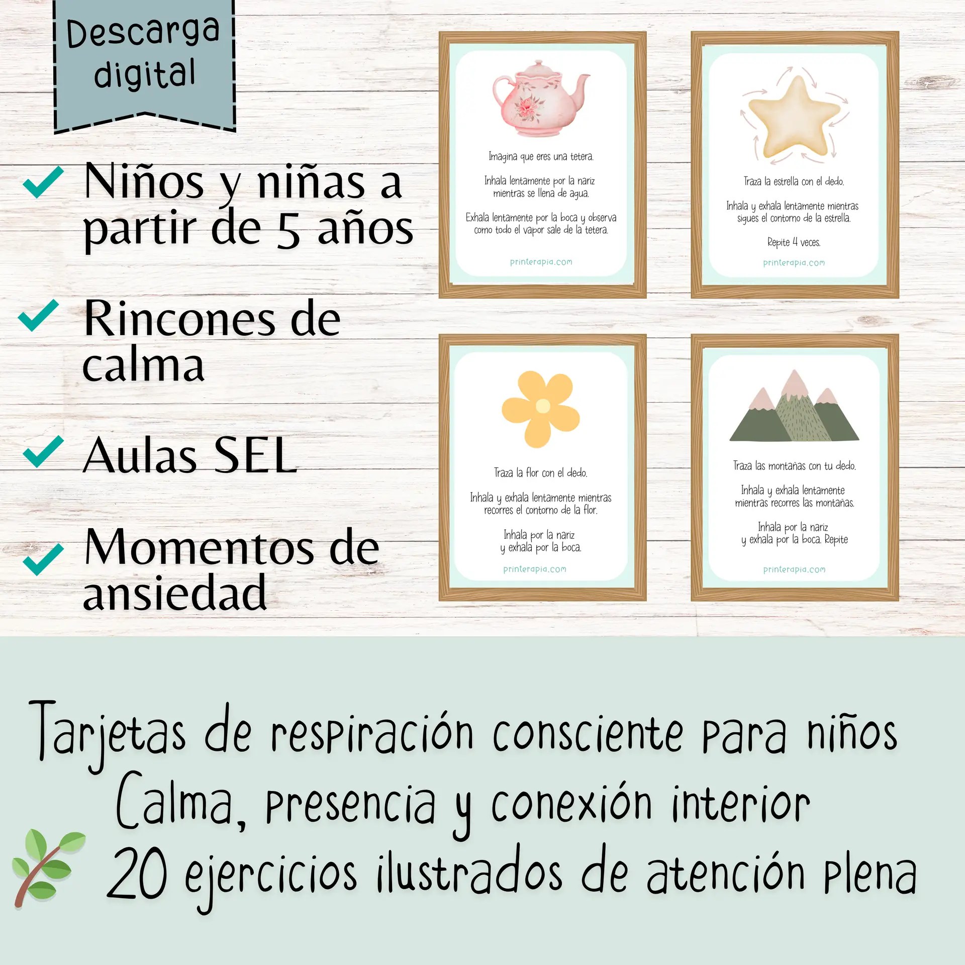 Tarjetas respiración niños – Mindfulness y calma PDF