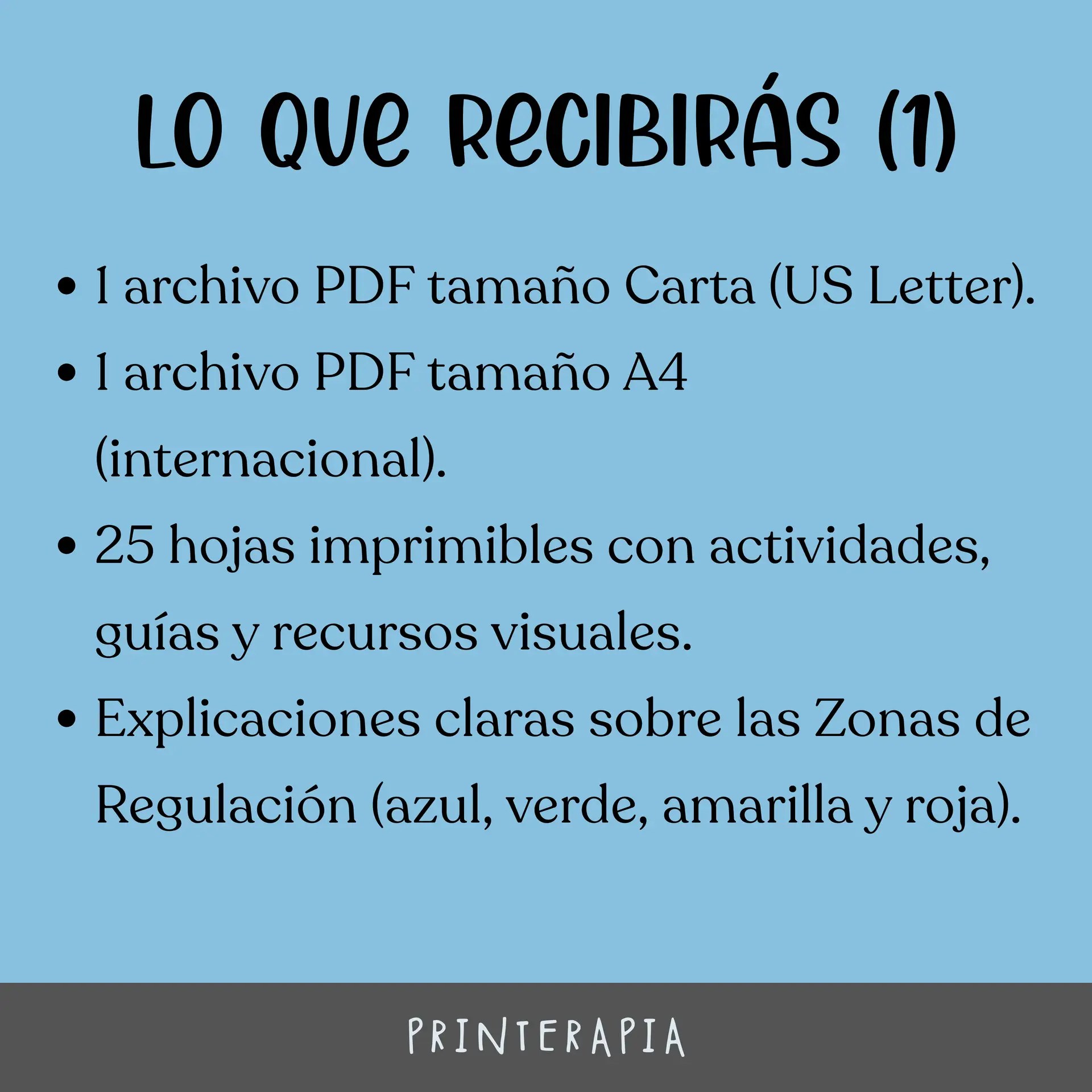 Zonas de regulación niños - Hojas de trabajo PDF