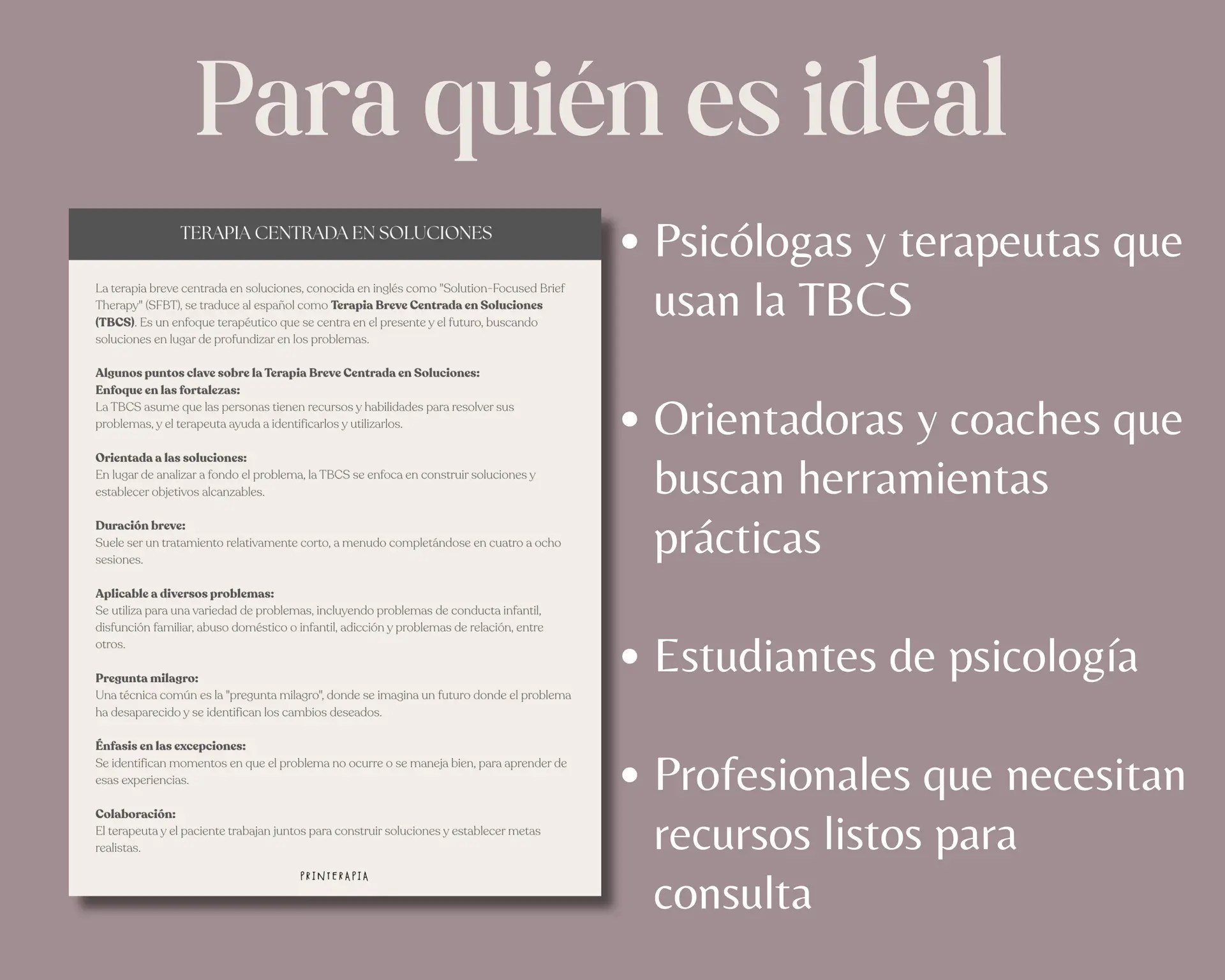 Preguntas TBCS – Guía rápida Terapia Breve Centrada en Soluciones PDF