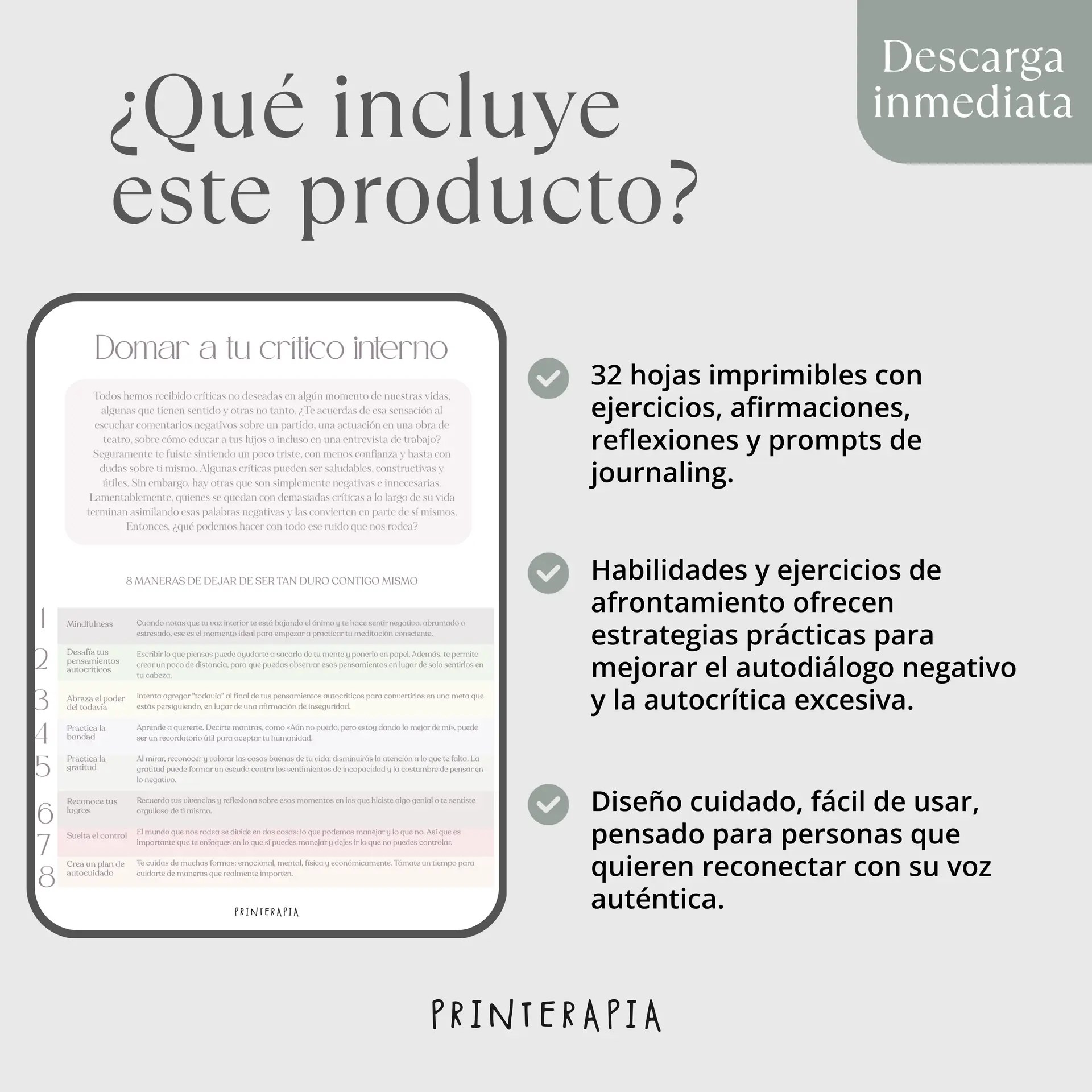 Silenciar crítico interno – Diario terapéutico PDF