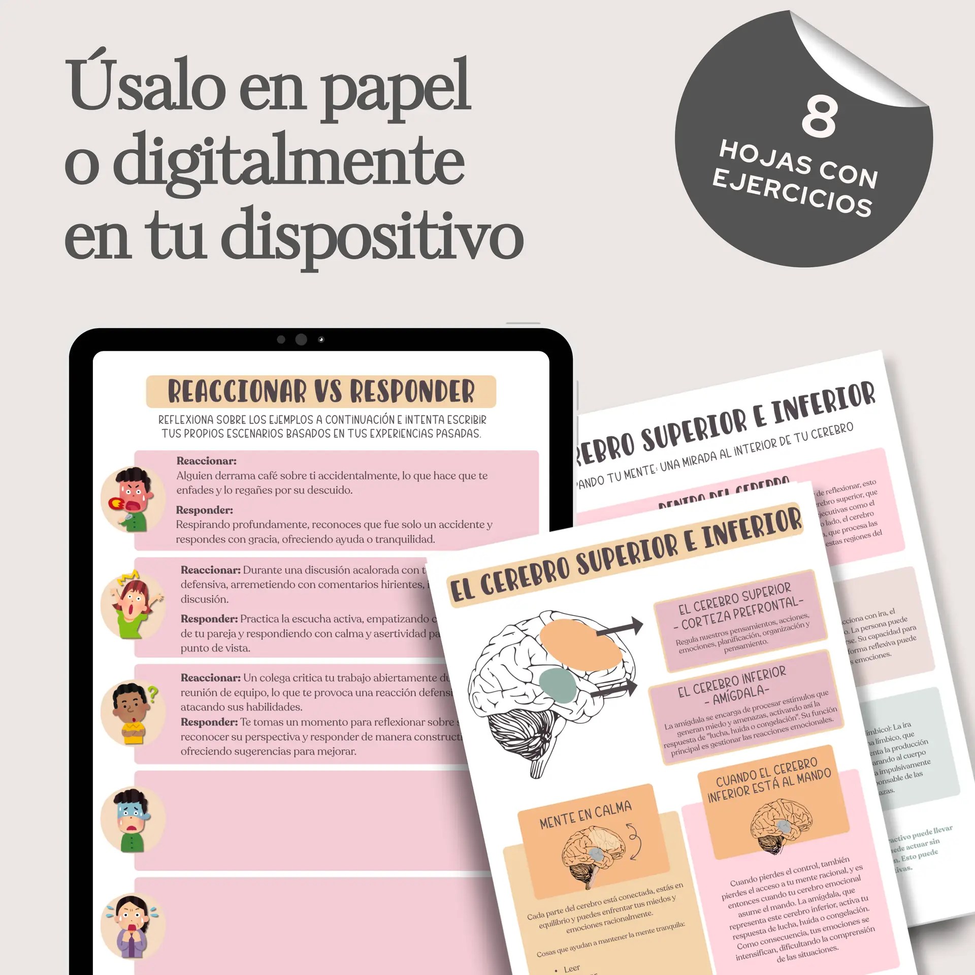 Reaccionar vs Responder PDF. Herramienta de autocontrol y resolución de conflictos.