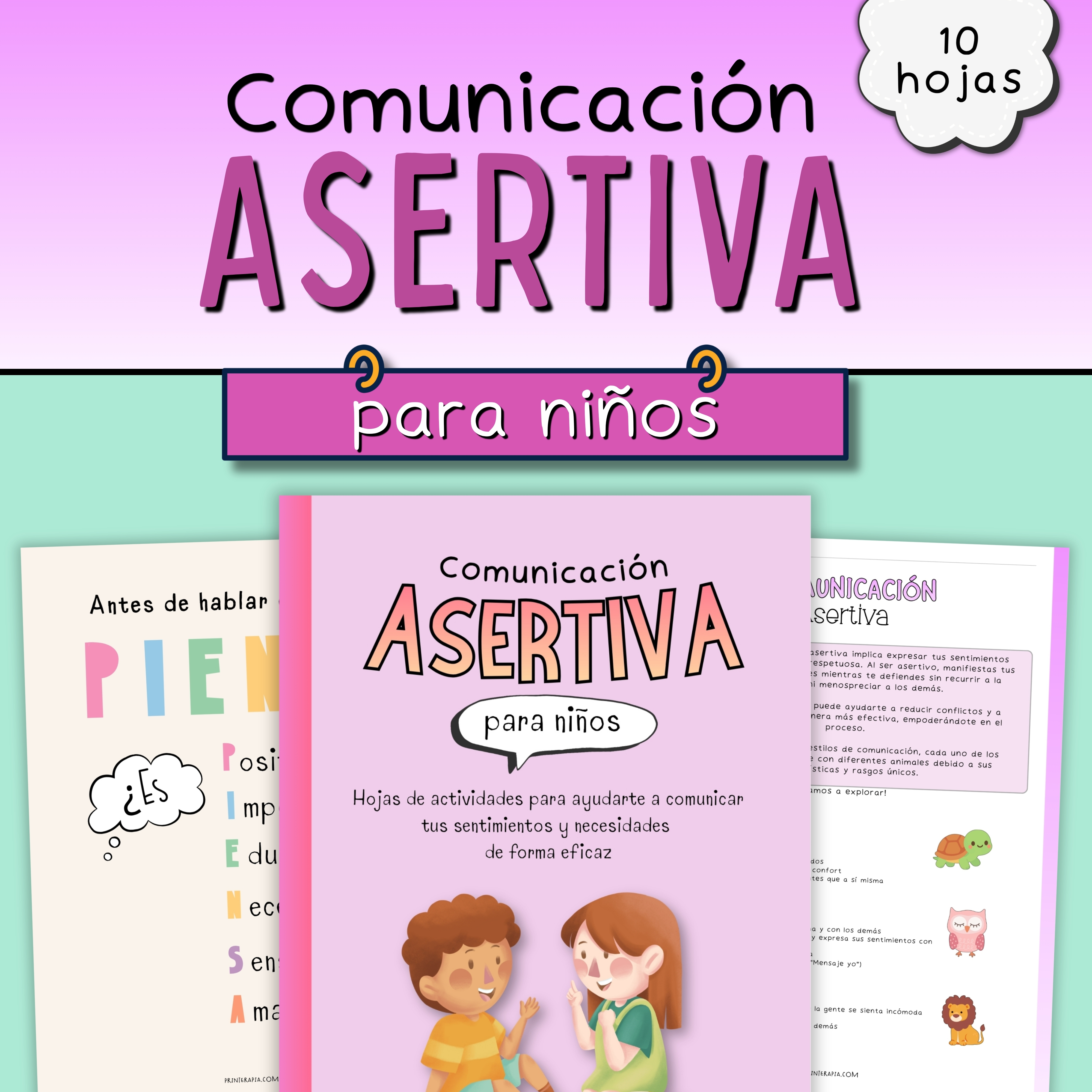 Comunicación asertiva para niños PDF con hojas de trabajo de Mensajes Yo