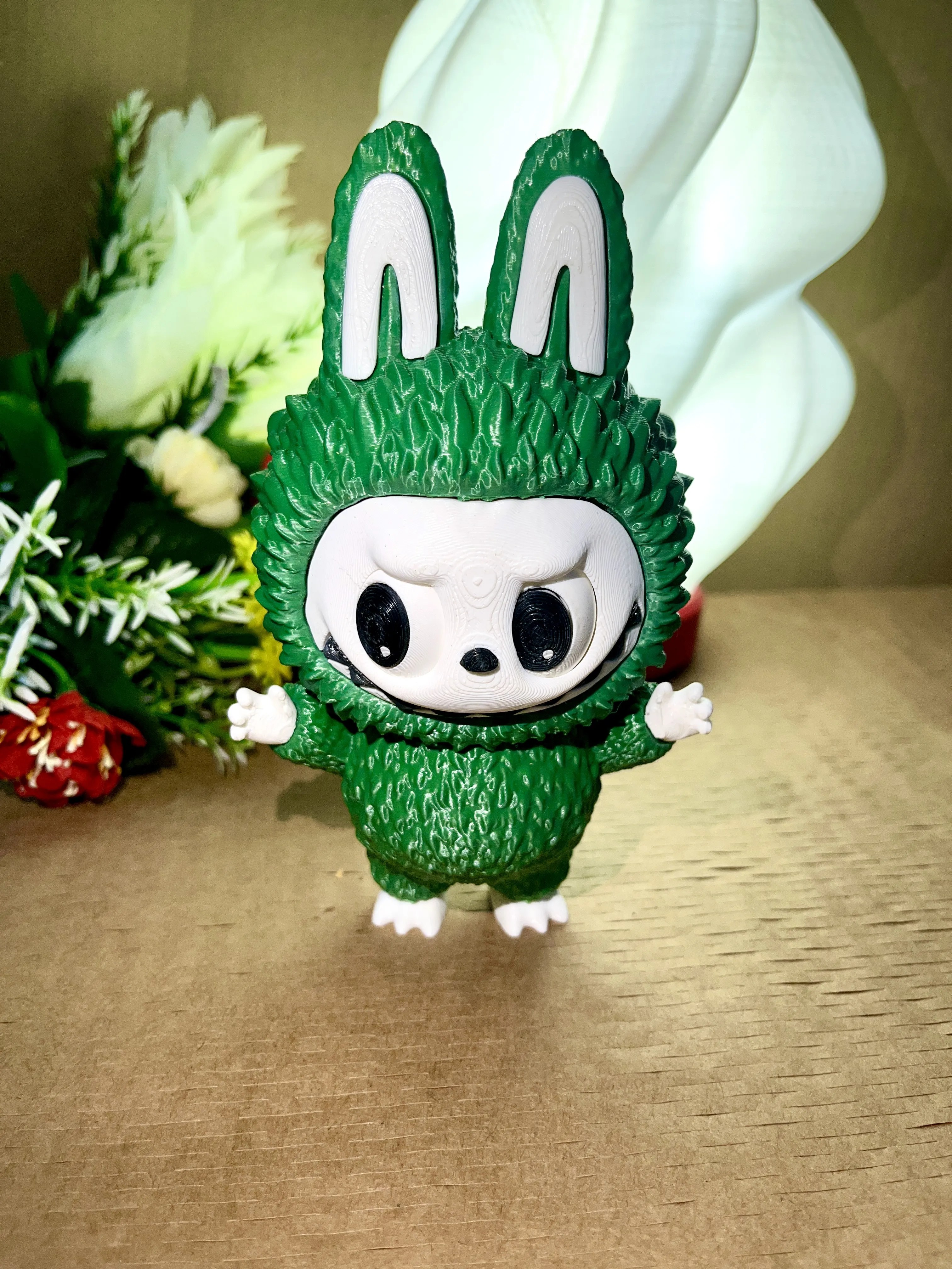 Labubu Toy with Rotating Eyes – 15H x 9W x 7D cm | Green Colour | 3D Printed PLA | Collectible Art Toy for Kids & Adults