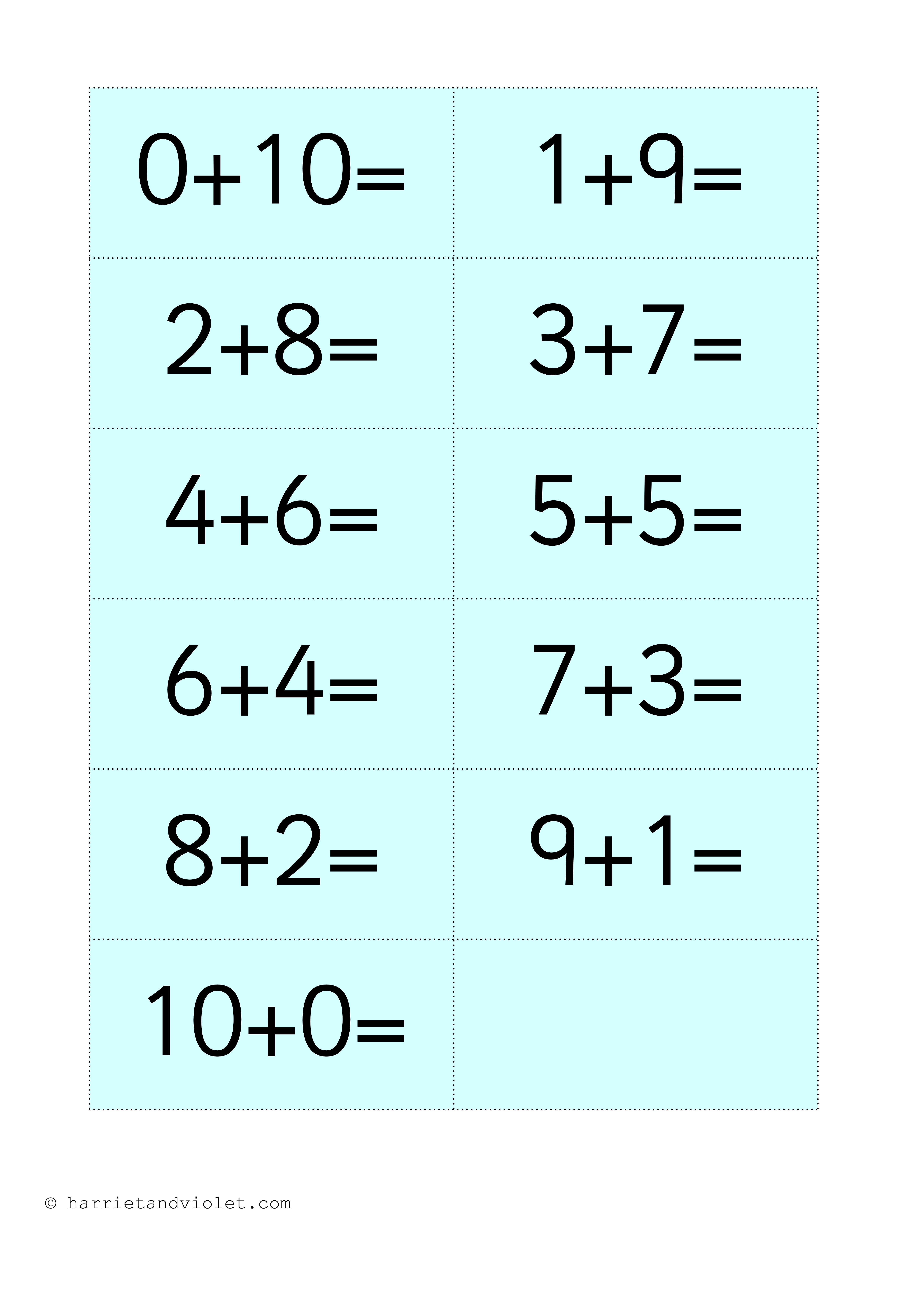 number bonds 10 addition question cards activity printable teaching resources print play learn