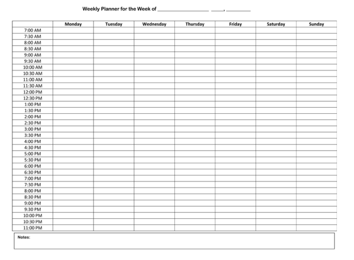 free printable weekly planner sample template in pdf excel print