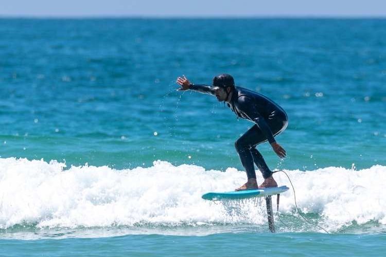 Catching waves with foil board