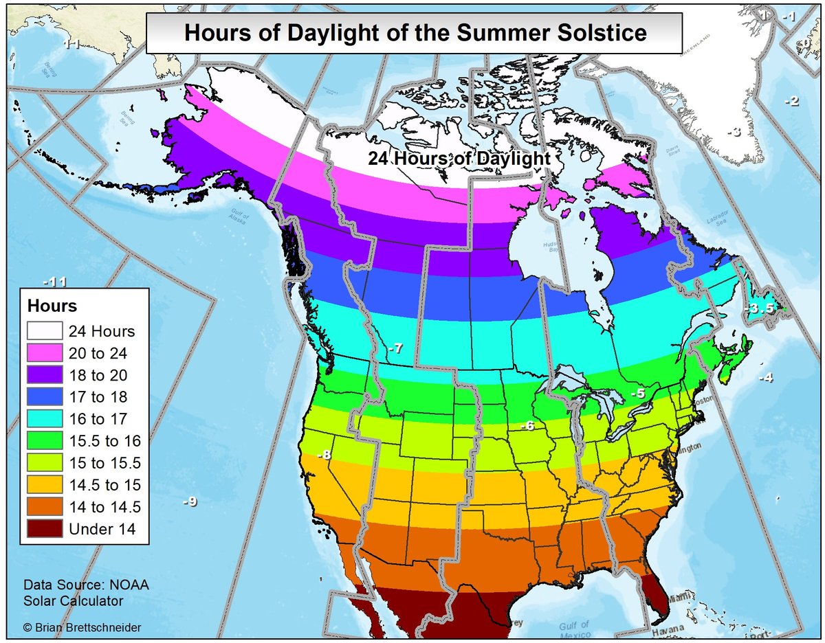 North American Summer Solstice Map Prior Probability 70d5c Hours Daylight 