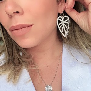 Brinco Folhas Cravejadas Silver