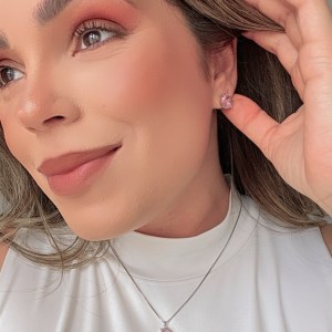 Conjunto Éclat Silver com Zircônia Rosa