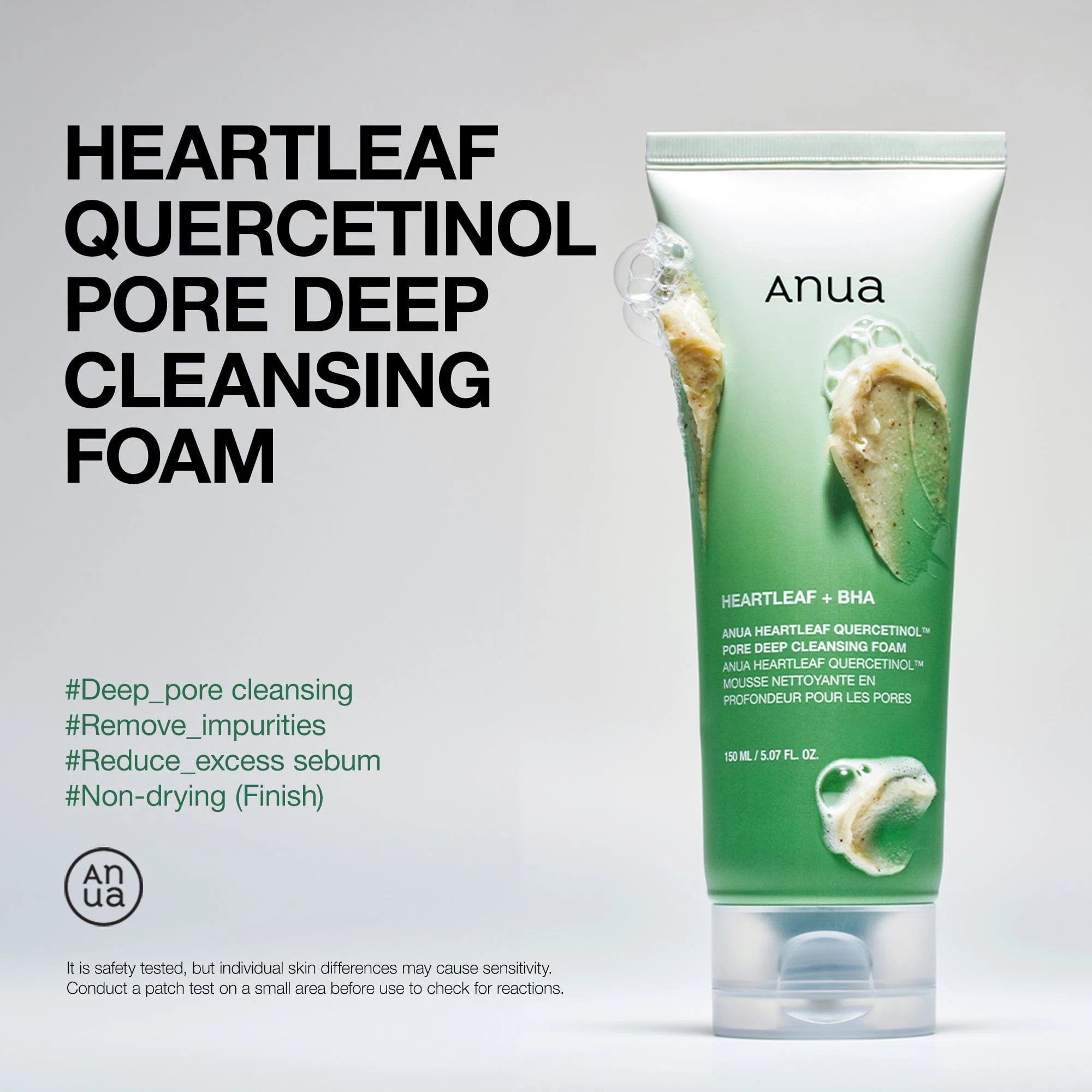 HEARTLEAF QUERCETINOL PORE DEEP CLEANSING FOAM 150ML Anua