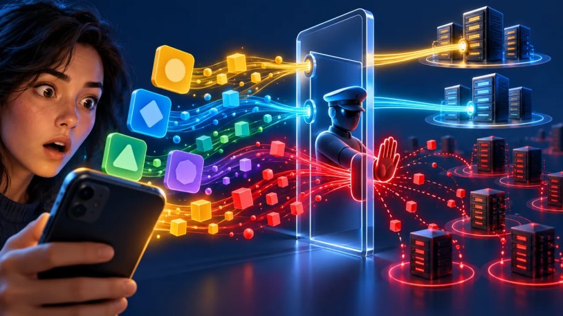 Un cortafuegos deja pasar conexiones útiles y bloquea conexiones de rastreo de varias apps