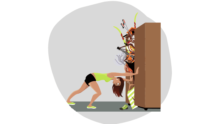 a woman with clutter procrastination