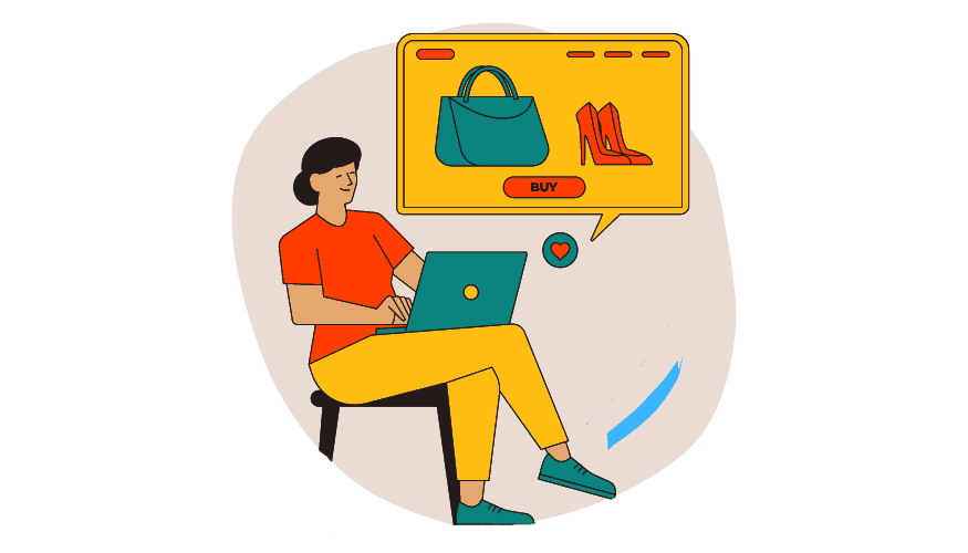 femme fait du shopping en ligne consciencieusement