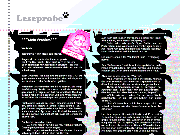 Die gerade mündige sarah hat eine stellung gefunden: Problemzone - Das Buch von Wiki Kalter - Leseprobe