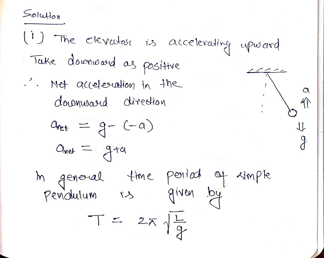 A Simple Pendulum Of Length L Is Suspended From The Chegg A pendulum of length L is suspended from the ceiling of an elevator.