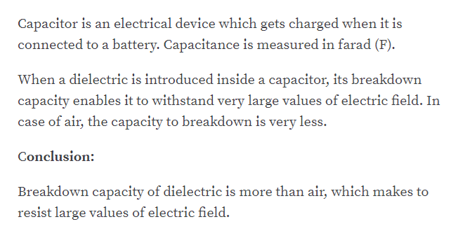 Answered Explain Why A Dielectric Increases The Bartleby