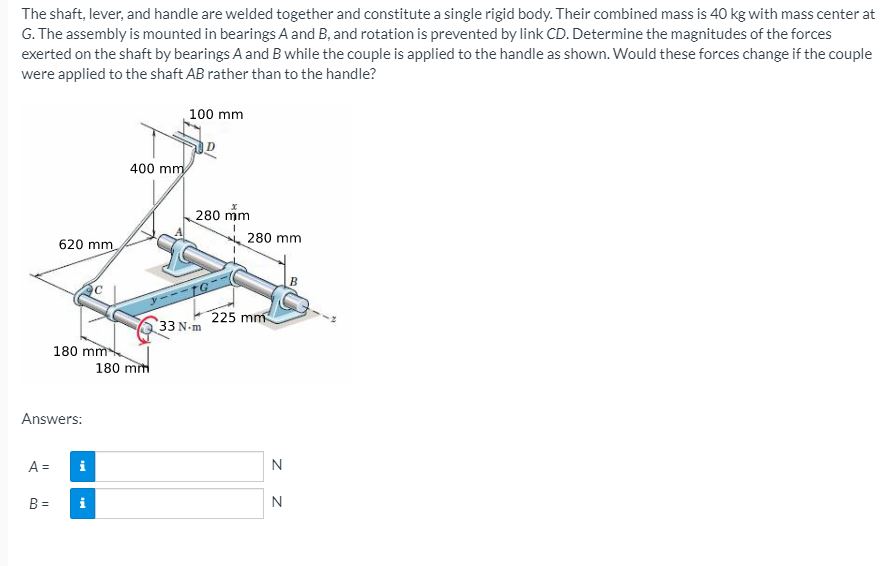 Answered The Shaft Lever And Handle Are Welded Bartle The shaft lever and handle are welded together and constitute a single rigid body.