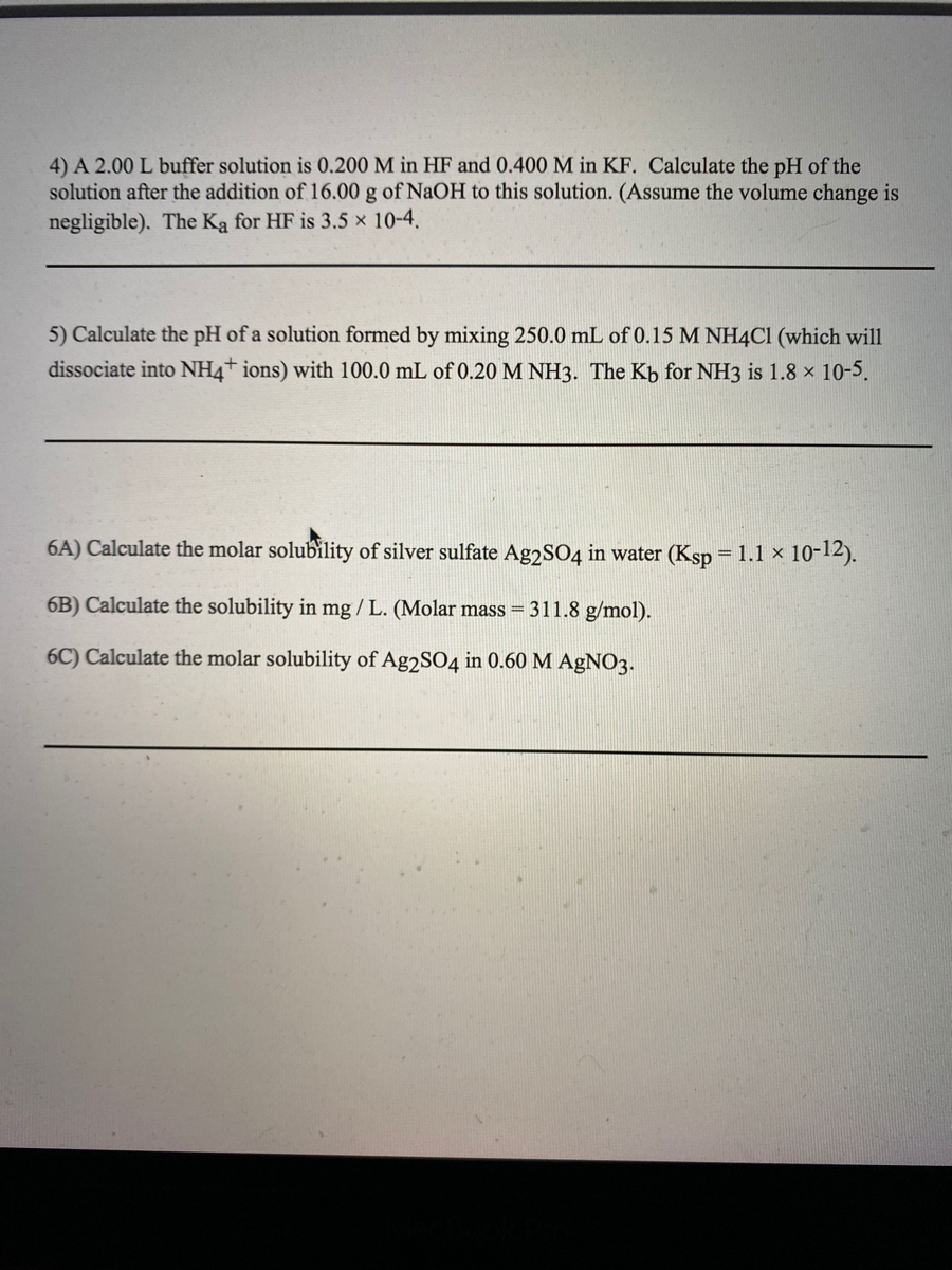 Answered: 4) A 2.00 L buffer solution is 0.200 M… | bartleby