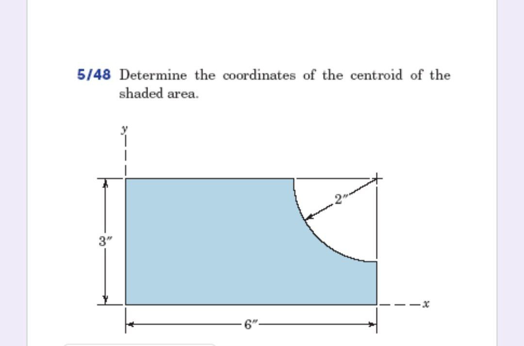 Determine The X And Y Coordinates Of The Centroid Of Chegg 551 Determine the coordinates of the centroid of the shaded area.