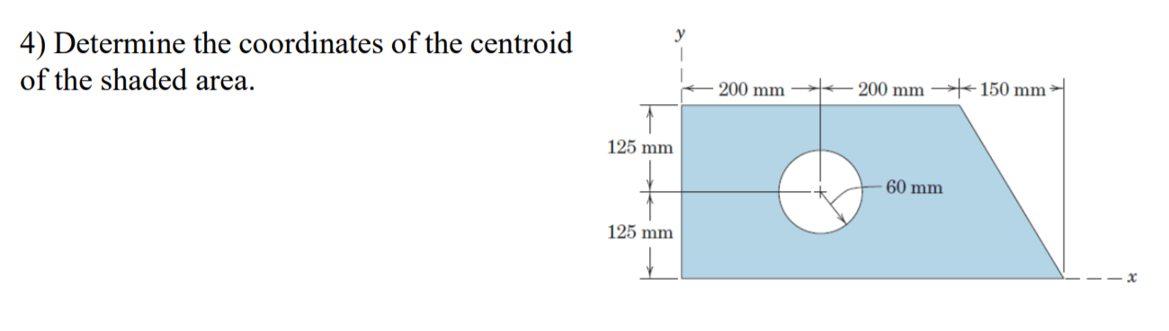 Determine The Coordinates Of The Centroid Of The Chegg 200 mm 200 mm 150 mm 125 mm - 60 mm 125 mm -X 1 O None of the answers.