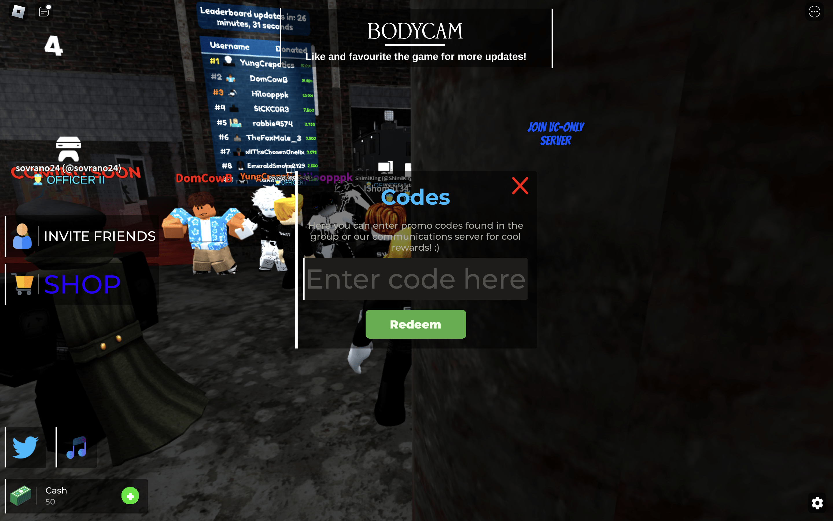 Roblox Bodycam Codes June 2024 EarlyGame Redeem Codes In Roblox Bodycam 