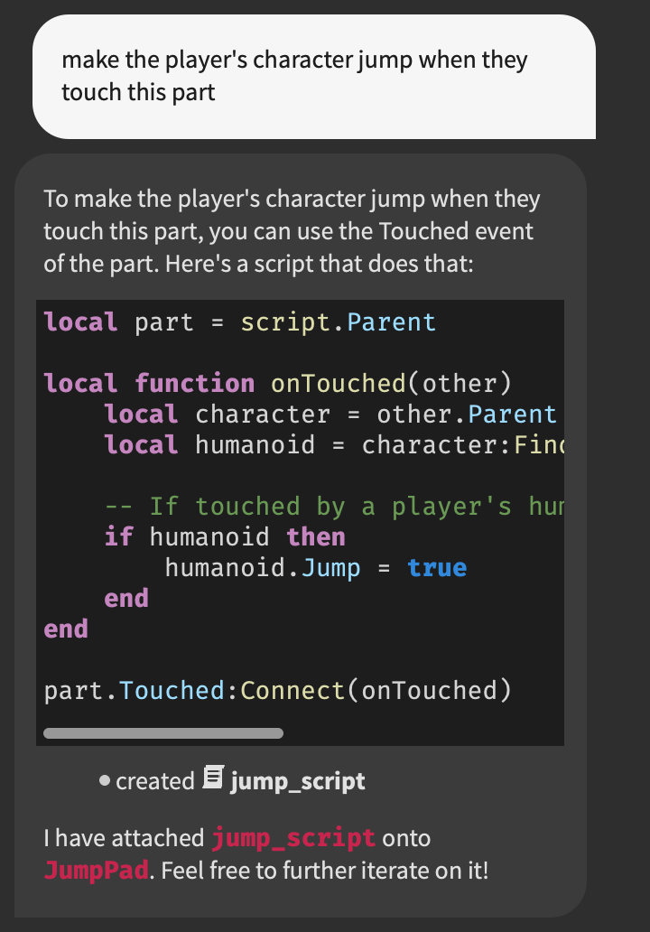 Requested Script Inserted Into Selected Part Studio Script Insert 