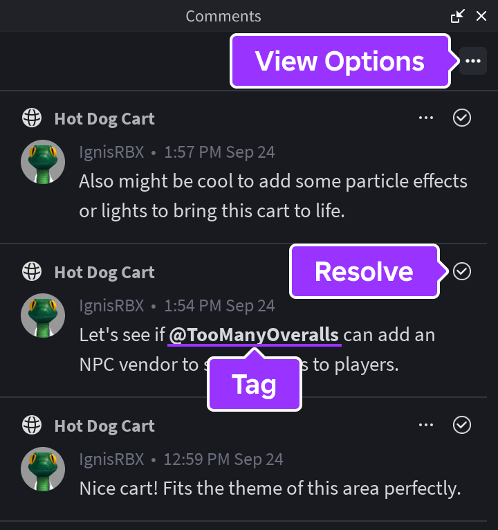 Comments Window 