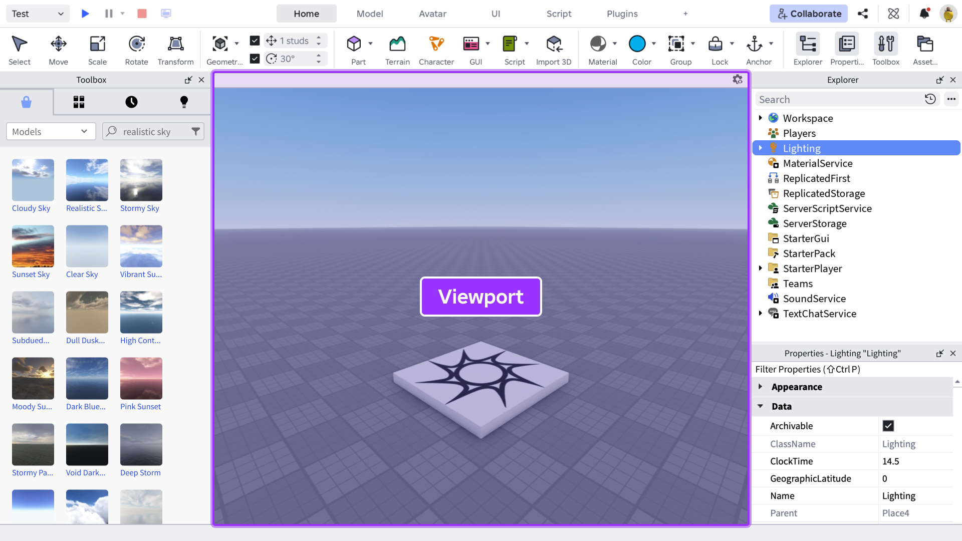 Tampilan 3D Ditunjukkan Di Tengah Jendela Studio 3D Viewport 