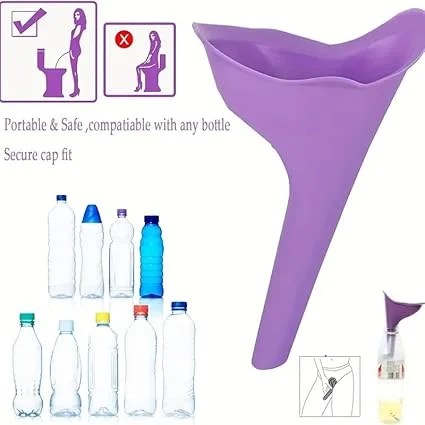 Urinoir Femme Silicone Réutilisable - Entonnoir Avec Tube D'Extension, Poche De Transport - 3