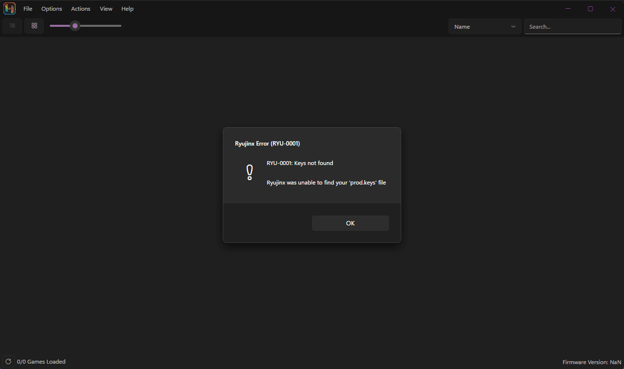 ryujinx-001 keys not found