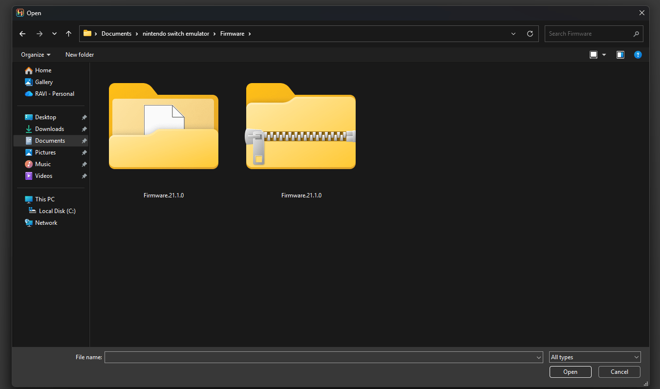 Select the Firmware File