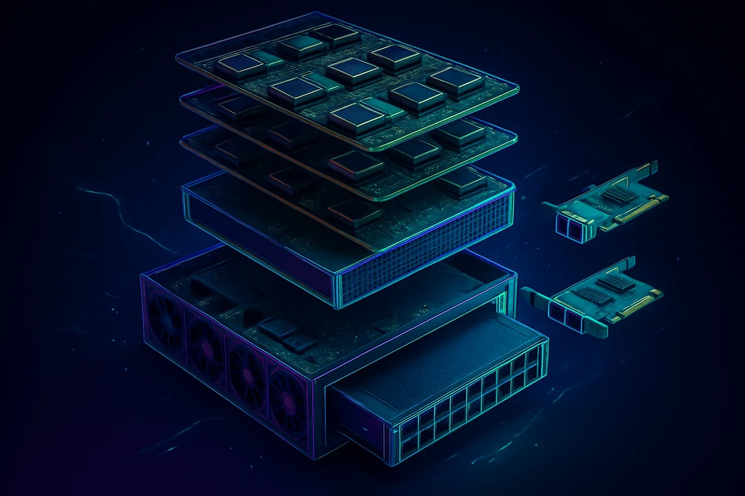 Esquema de los componentes de un rack de IA de NVIDIA traducidos a piezas comprensibles (imagen generada con IA)