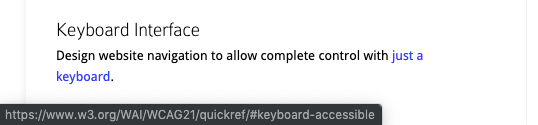 Keyboard navigation using the tab key in Chrome with a URL preview for accessibility