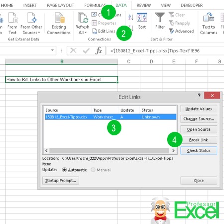break links in excel all of them even when excel doesn t