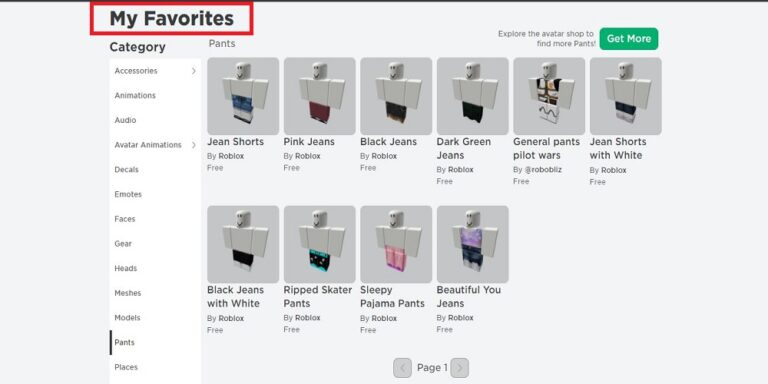 How To See Your Favorites On Roblox Clothing Accessories And Other Roblox Faves 768x384 