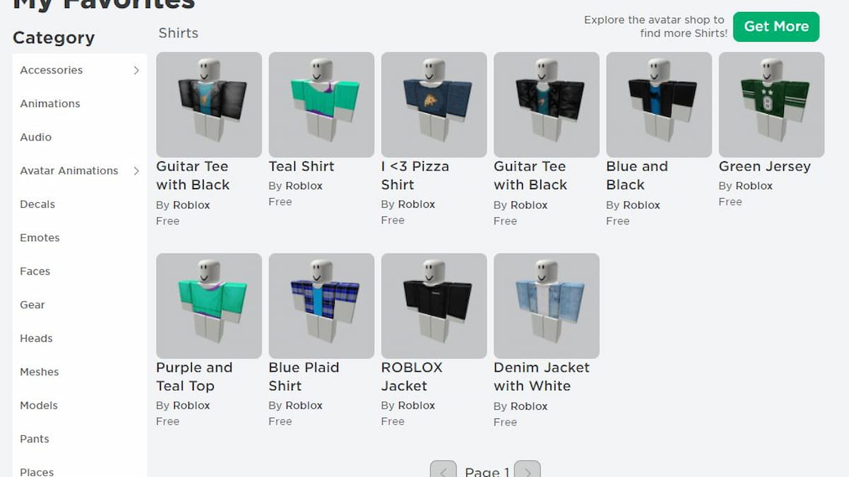 How To See Your Favorites On Roblox Clothing Accessories And Other Roblox Favorites 1 