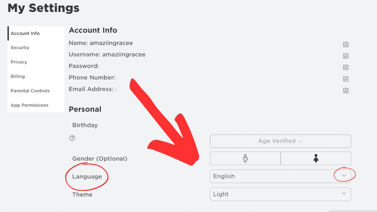 How To Change Language On Roblox Pro Game Guides Roblox Account Settings Language Button 2 1 