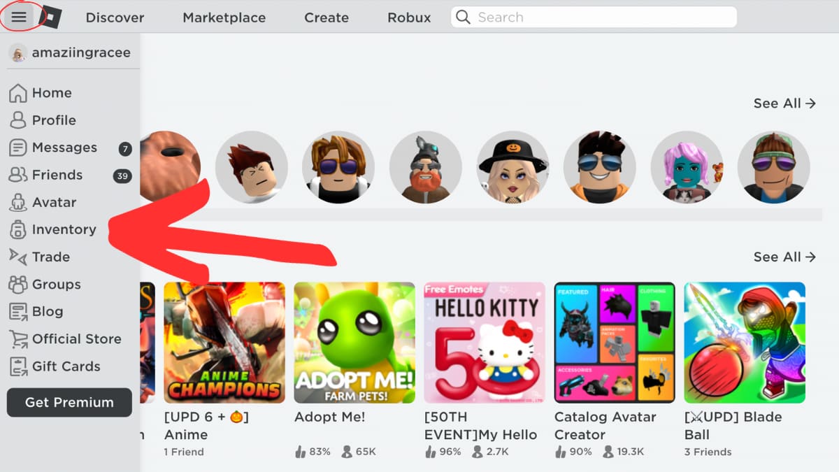 How To Open Your Inventory In Roblox PC Pro Game Guides Roblox Home Screen Inventory Menu Button 