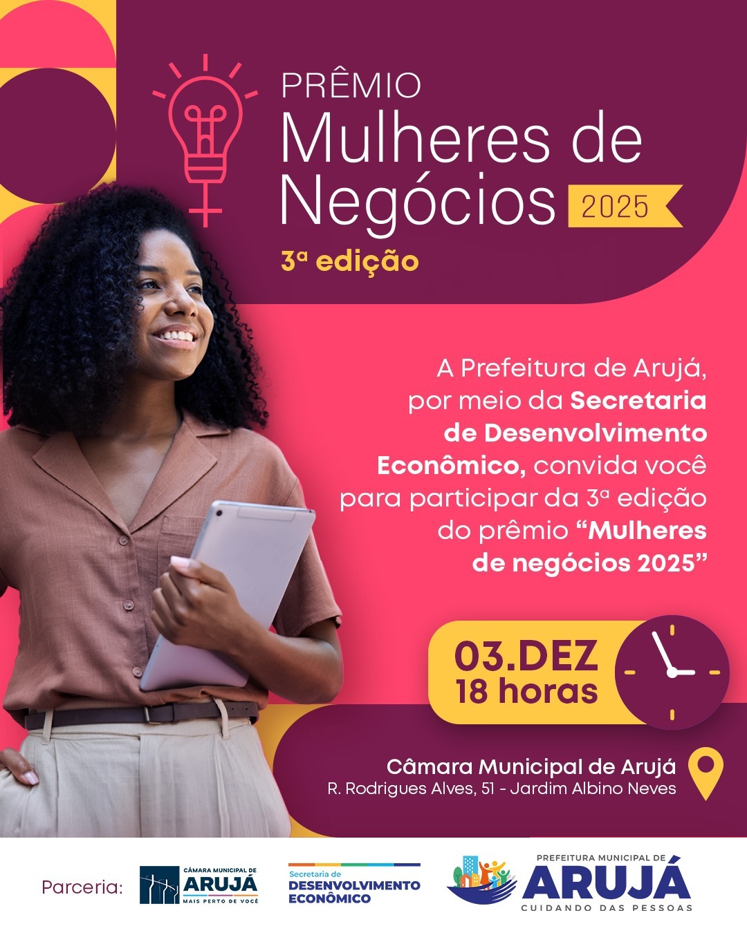 Prefeitura de Arujá abre inscrições para o prêmio “Mulheres de Negócios” 2025