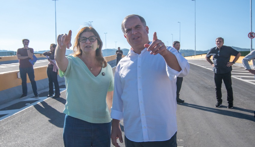 Mara Bertaiolli faz vistoria técnica em viaduto e avenida da Nova Perimetral, que serão entregues segunda, dia 31