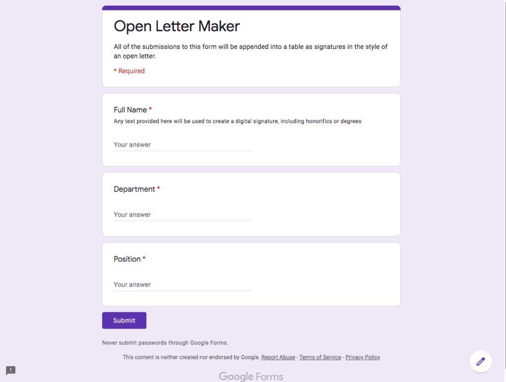 Google Forms Google Forms