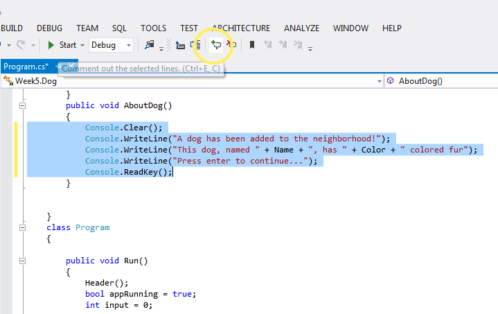 Visual Studio Tip: Commenting Multiple Lines • Programming is Fun
