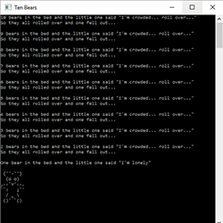 C# Loops: Ten Bears song