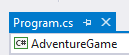 C Sharp Adventure Game Output: Program file