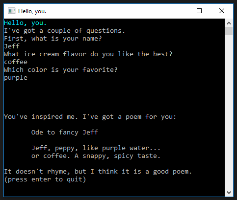 Debugging Code: Poem Generator (C#) • Programming is Fun